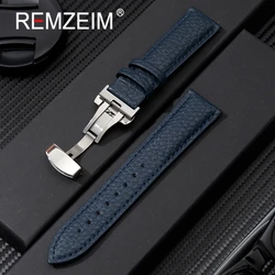 Genuine Calfskin Leather Handmade Watch Strap - 22mm (Dark blue)