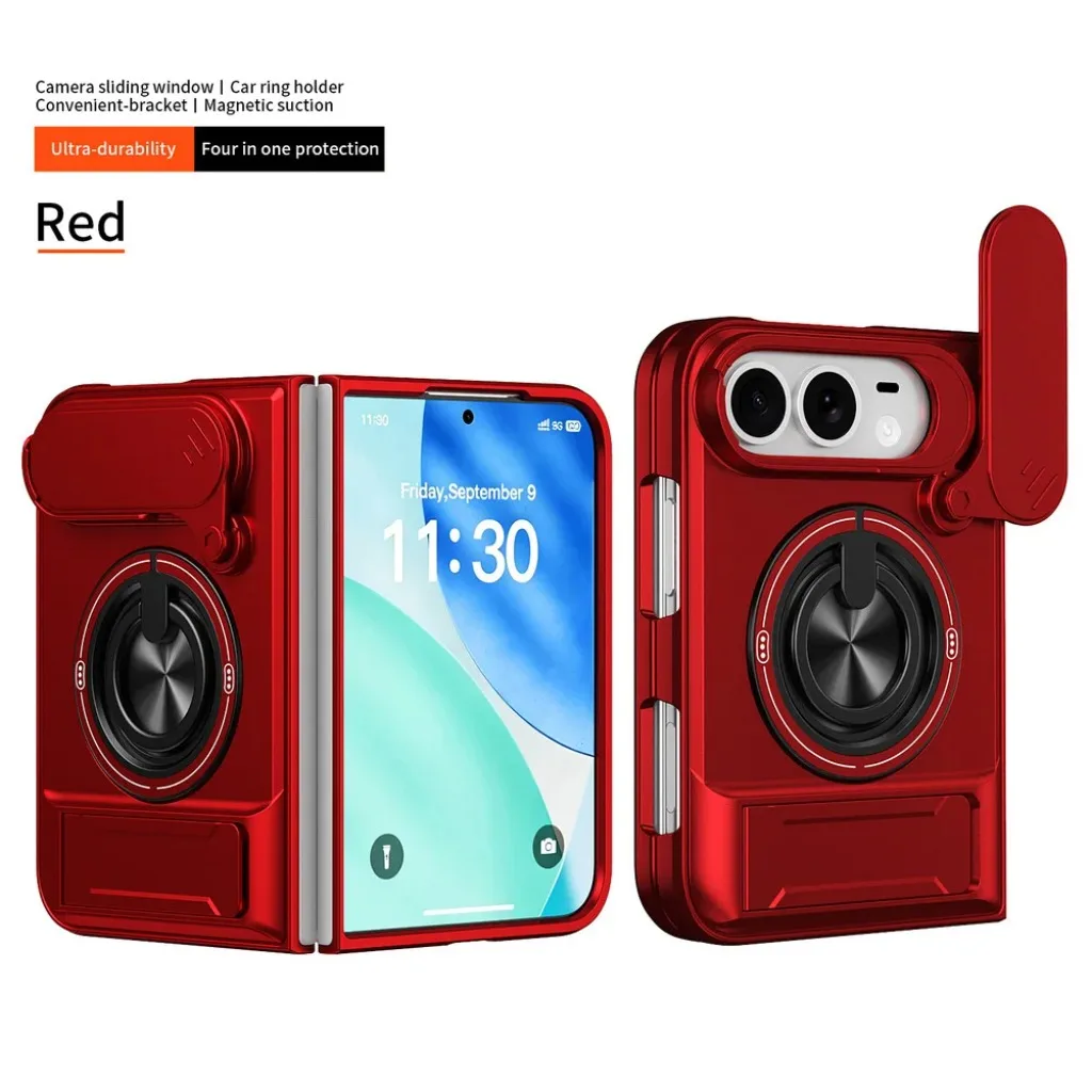 Magnetic Ring Holder Stand Phone Case with Dual-Layer Shockproof Protection & Lens Guard