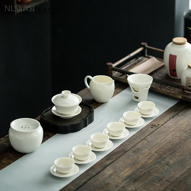 Dehua Handmade Ceramic Gaiwan Large Tea cup Solid color Tea tureen Chinese White porcelain Tea set Drink tea Accessories