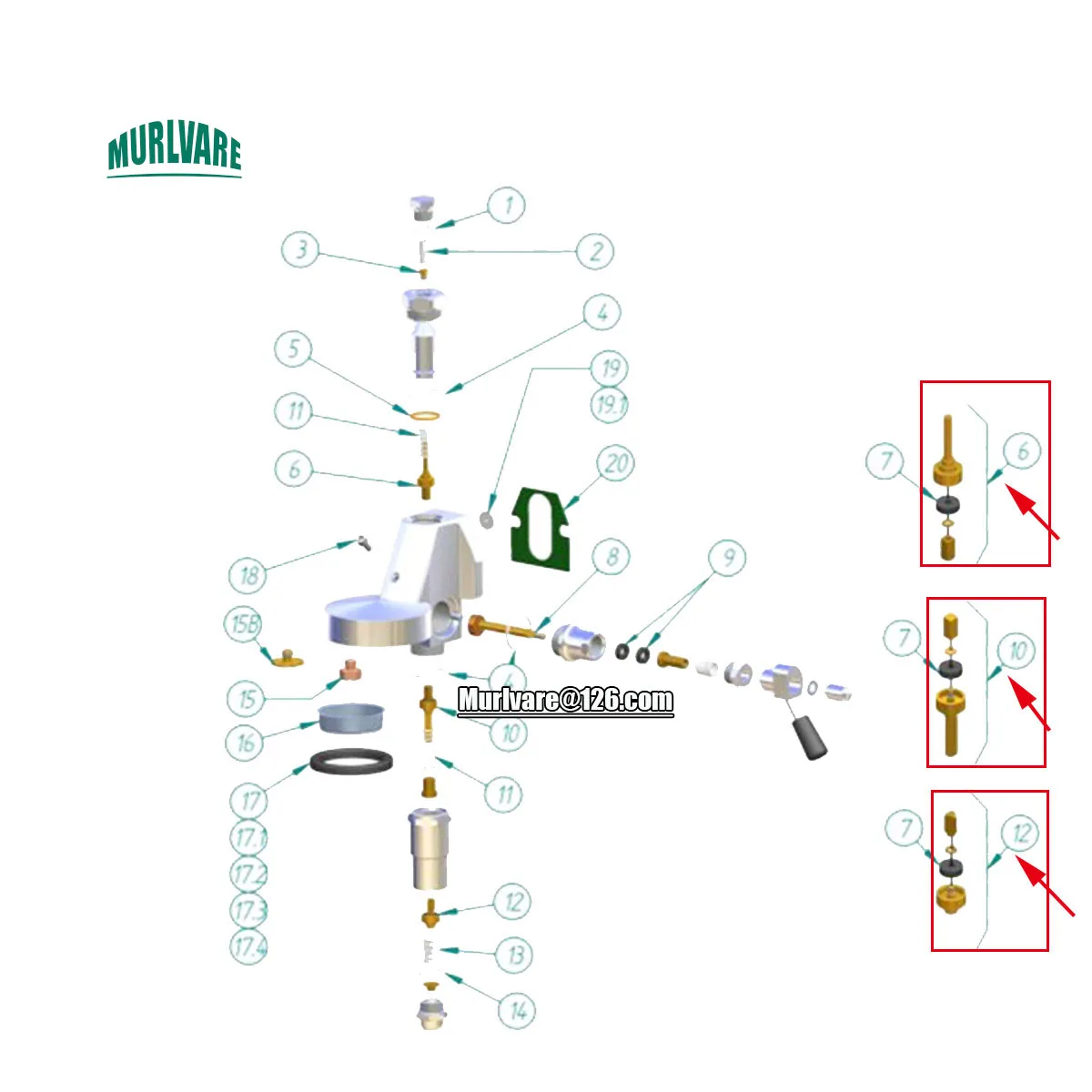 Various Espresso Machine Parts Brewing Head Pressure Relief
