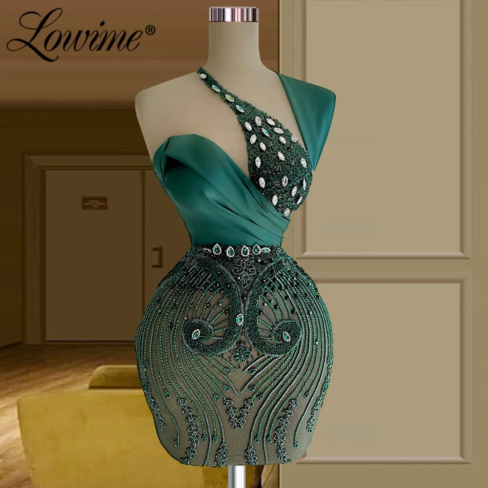 Lowime 2 Designs Grün Lange Ärmeln 2022 Graduation Dresses Angepasst Perlen Frauen Cocktail Kleider Promi Party Kleider Roben