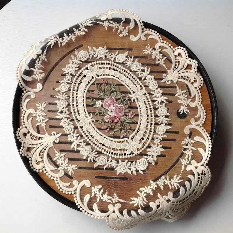 유럽 ??타원형 레이스 수 놓은 코스터 침실 연구 주방 컵 테이블 매트 음식 과일 접시 커버 천으로 거실 장식