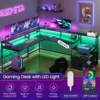SEDETA L Shaped 66" Home Office Desk File Drawer Power Outlet Corner Computer Desk with Monitor Shelf Printer Storage Shelves 6