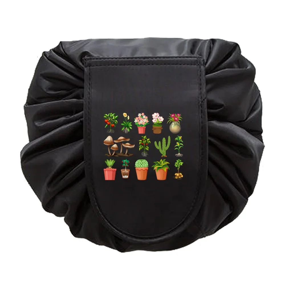 Mushroom Print Waterproof Drawstring Makeup and Toiletry Travel Bag