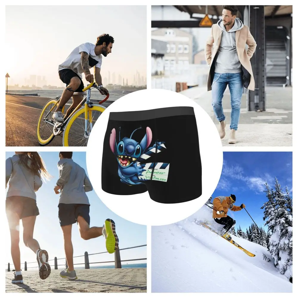 Custom Stitch Lion Cute Boxers Shorts Men's Disney Movie Briefs Underwear Fashion Underpants