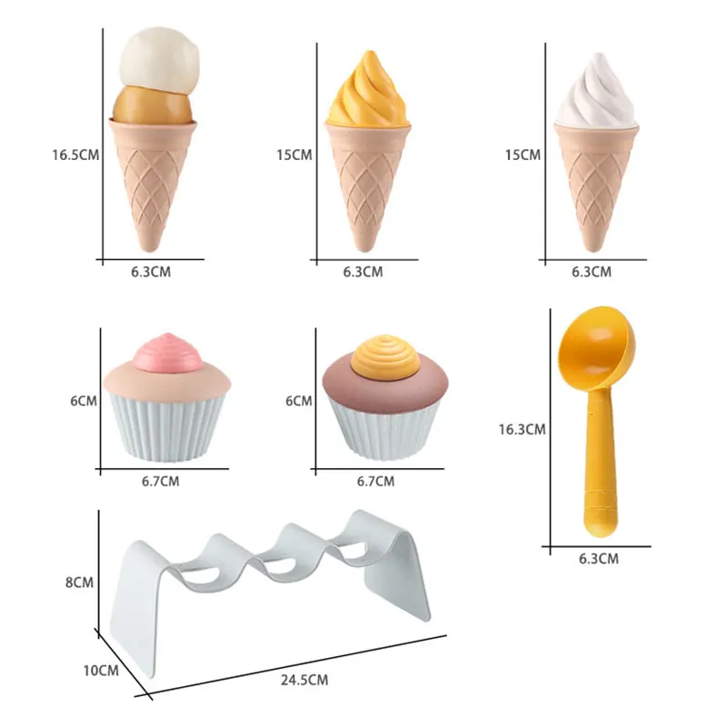 Children DIY Simulation Ice Cream Model Kitchen Toy Safe Plastic Wheat Straw Cake Food Model Play Sand Making Summer Beach Toys 6
