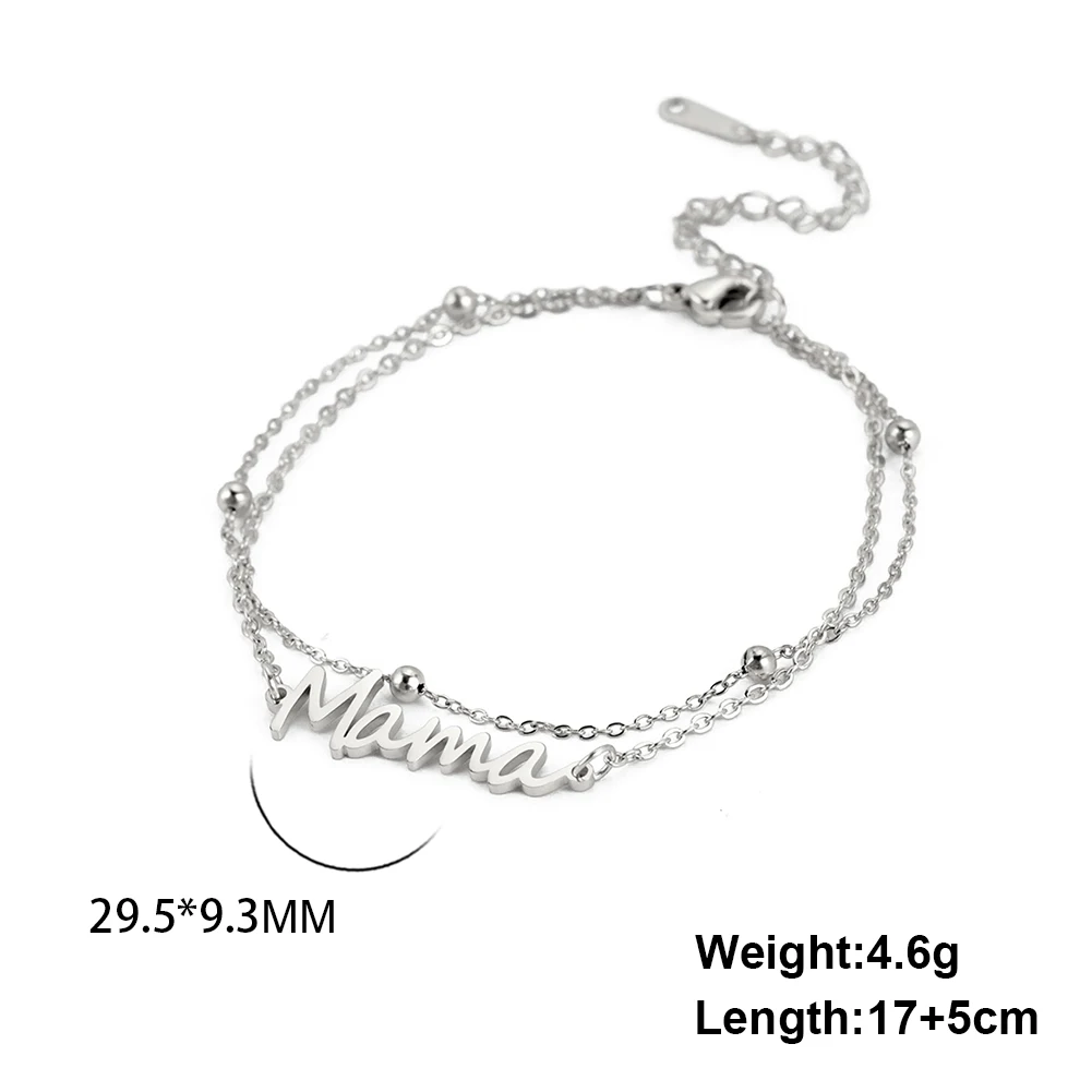 Kkjoy Mode Edelstahl Mama Armband Für Frauen Mom Typenschild Brief Charm Armband Multi-schicht Perle Kette Schmuck Geschenke – Detail 22