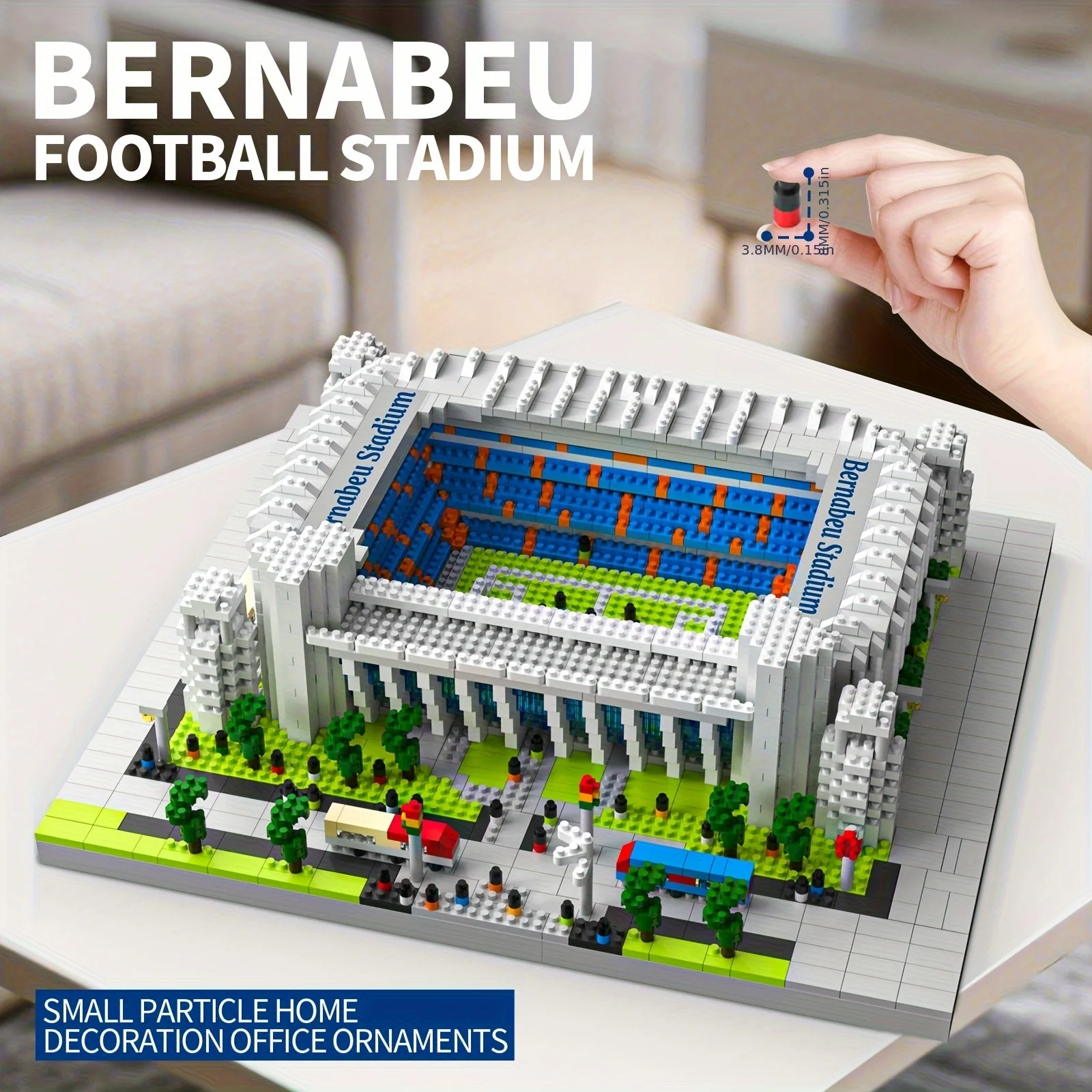 Real Madrid Bernabeu Stadium Building Blocks, 3000+PCS 3D Model Kit for Adults,