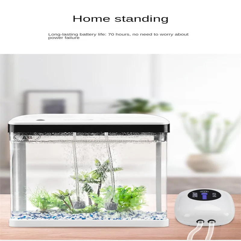 Aquarium Air Pump Aquarium Fish Tank Oxygen Pump Charging Dual-Purpose Air Pump Usb Household Portable Fishing Mute 4800mA Outdoor Fishing Pet