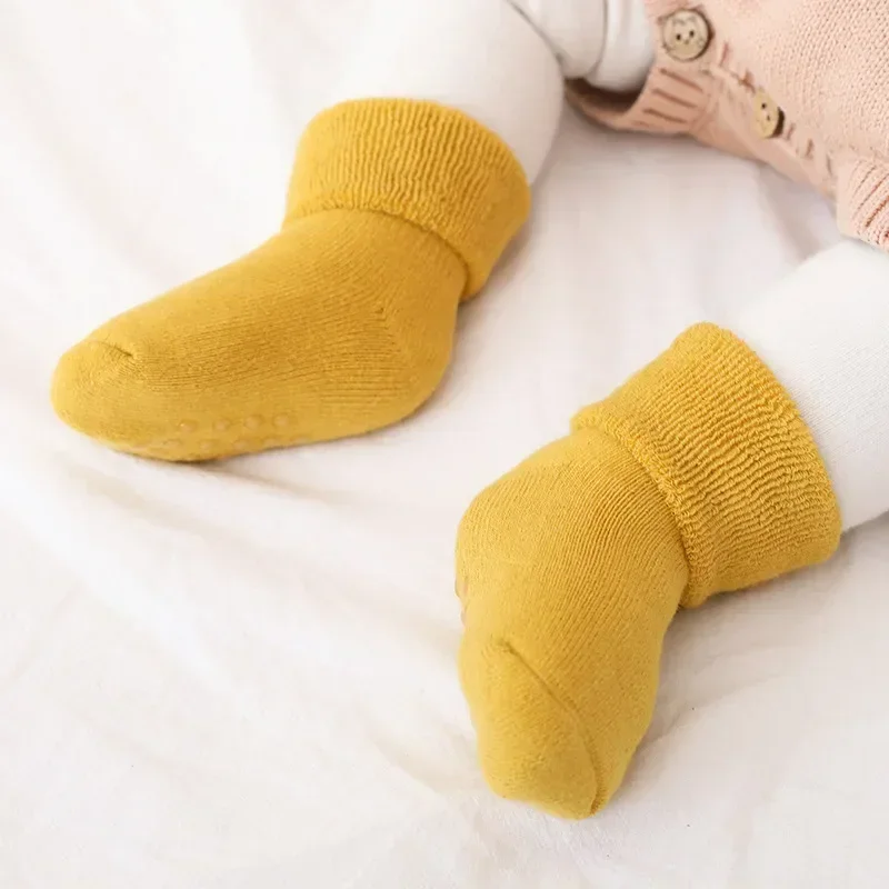 Winter Warm Thick Baby Girls Boys Socks Newborn Baby Socks Terry Anti Slip Socks for Baby Solid Infant Clothes Accessories 3