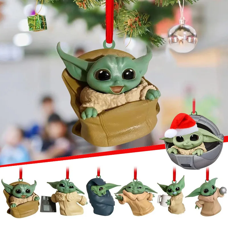 2022 New Year Disney Baby Yoda Pendant Cartoon Christmas Decoration Xmas  Tree Hanging Ornament Kids Gift Cute Doll Noel Navidad 