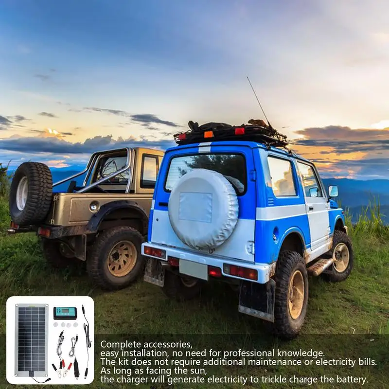 30W 12V Solar Panel Battery Charger Trickle Charging Plug And Play Solar Panel Trickle Charging Kit With Lighter