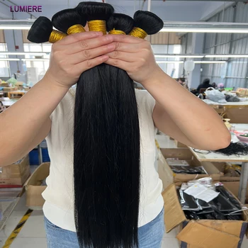40inch Bone Straight Human Hair Bundles 100% Brazilian Raw Virgin Human Hair 1/3/4 Bundles for Women 18A Thick Bundles Wholeasle 1