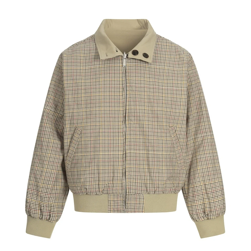 Plaid Cargo Double-sided Jacket Mens Retro Autumn Winter Casual Loose Lapel Long Sleeve Outerwear Man