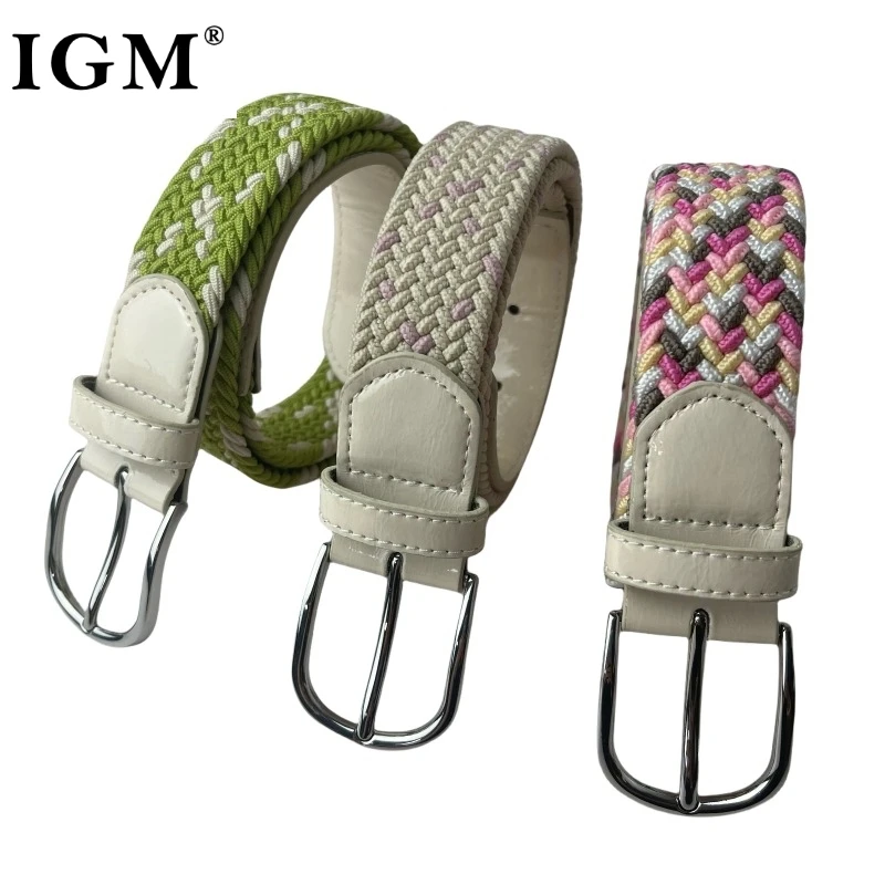 Women Belt Braided Stretchy Canvas Belt for Ladies Woven Elastic Fashion Belt with Christmas Festival Color for Boys and Girls