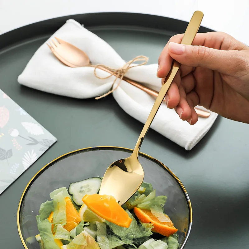 

Ложка для кофе, ложка для салата, вилка, встроенная ложка из нержавеющей стали для фруктов, вилка для мгновенных десертов, кухонная вилка для фруктов