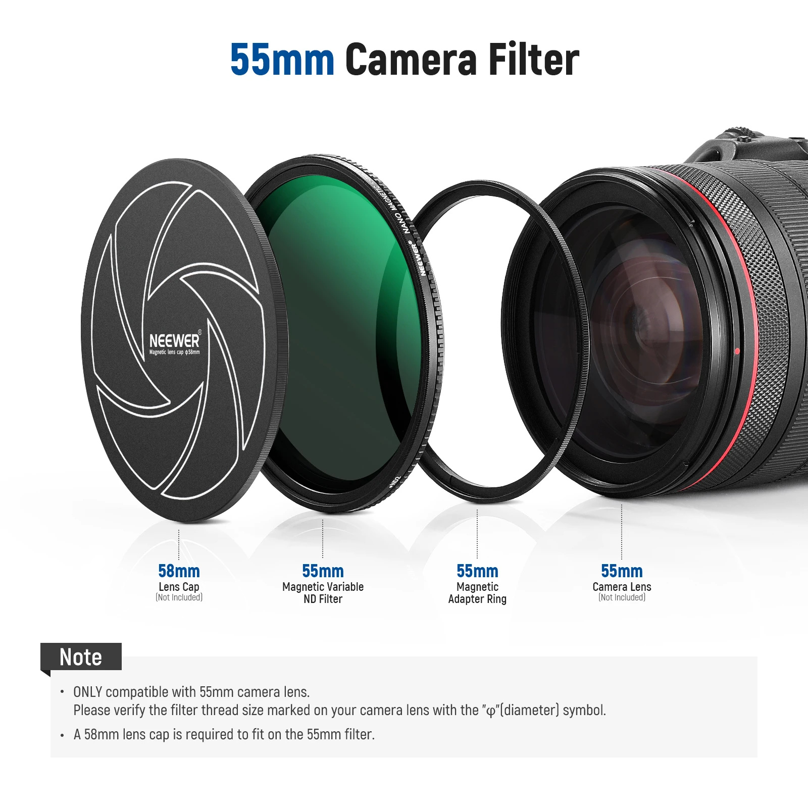 Magnetic Variable ND Filter ND2-32 with Magnetic Adapter Ring HD Adjustable Neut