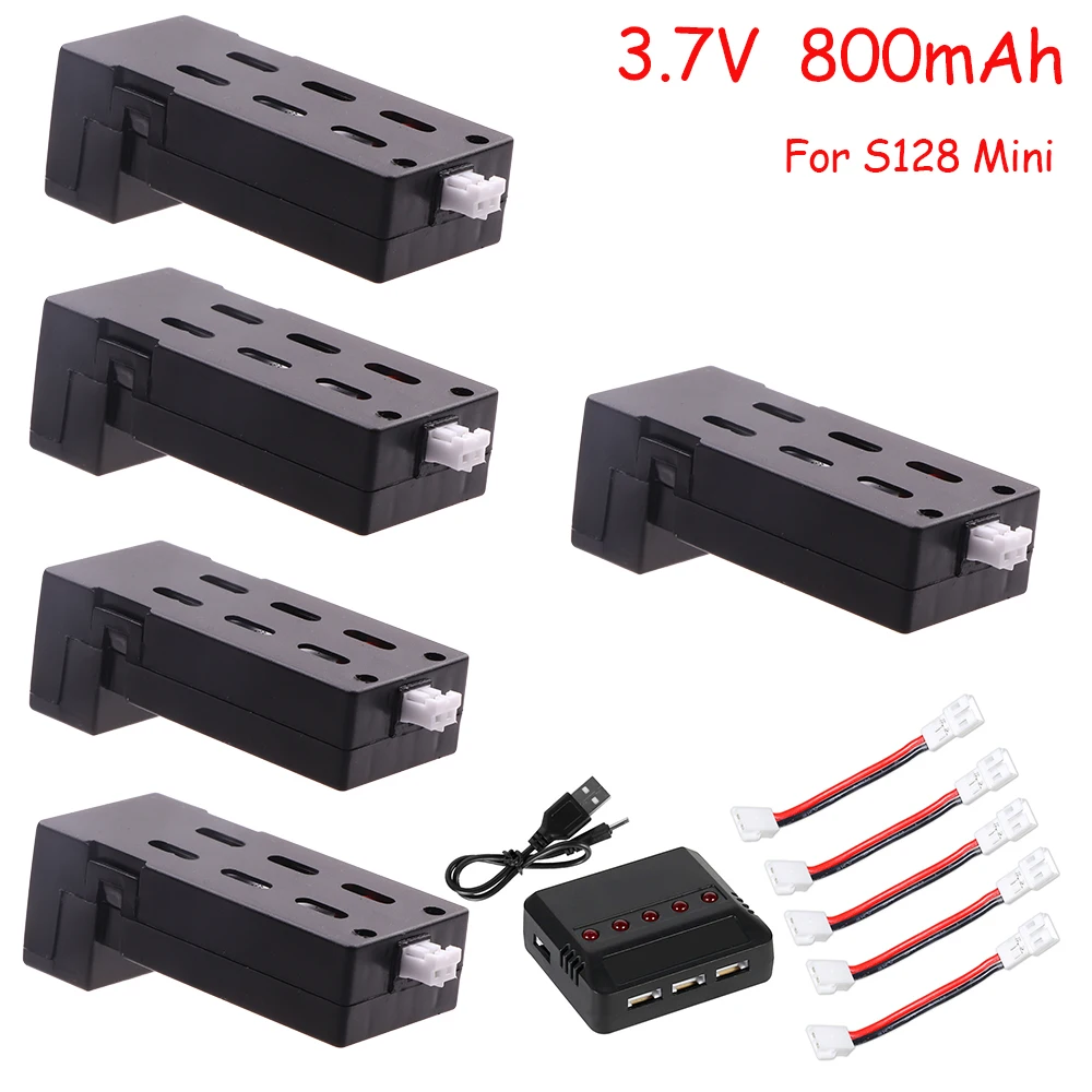 

S128 Mini Drone Accessories 3.7V 800mAh battery and charger for S128 RC Drone Parts S128 Drone Battery S128 Dron Battery 1-5PCS