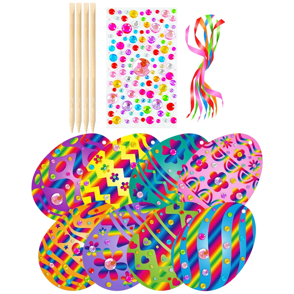 

Easter Egg Scratch Painting Paper Craft Kit Decorative Toys Set Party Supplies Drill Children Creative Decoration Toys