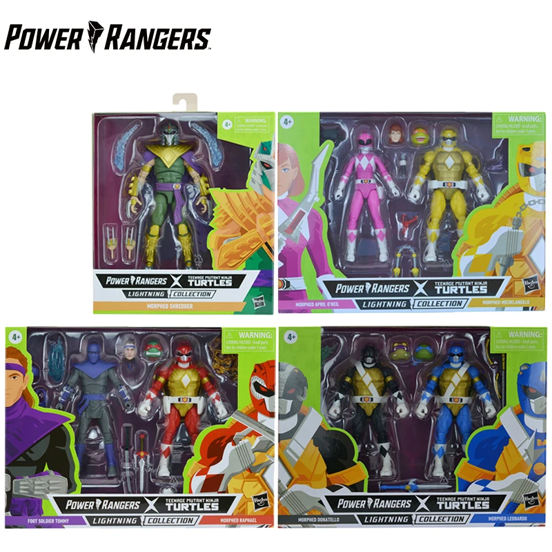 

Hasbro Power Rangers X Teenage Mutant Ninja Turtles Lightning Morphed Shredder Leonardo Raphael Tommy Action Figures Model Toy