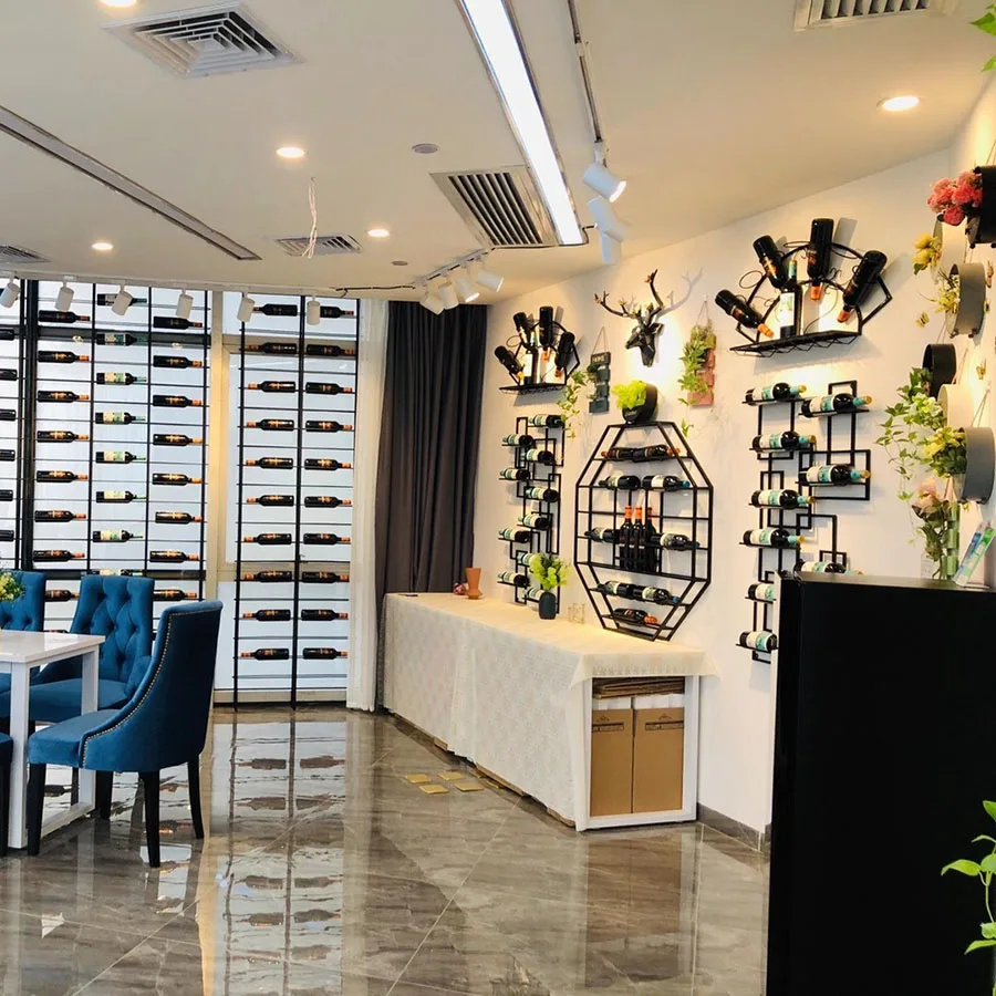 Restaurant Wine Rack Dinning Room Corner Hanging Wall Mounted Vintage Display Shelving Wine Cabinet Storage Szafki Bar Furniture