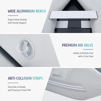 7.5 ft Inflatable Dinghy Boats with Aluminium Alloy Floor,Portable Boat Raft, Inflatable Touring Kayak,w/Panels Paddles Air Pump 3