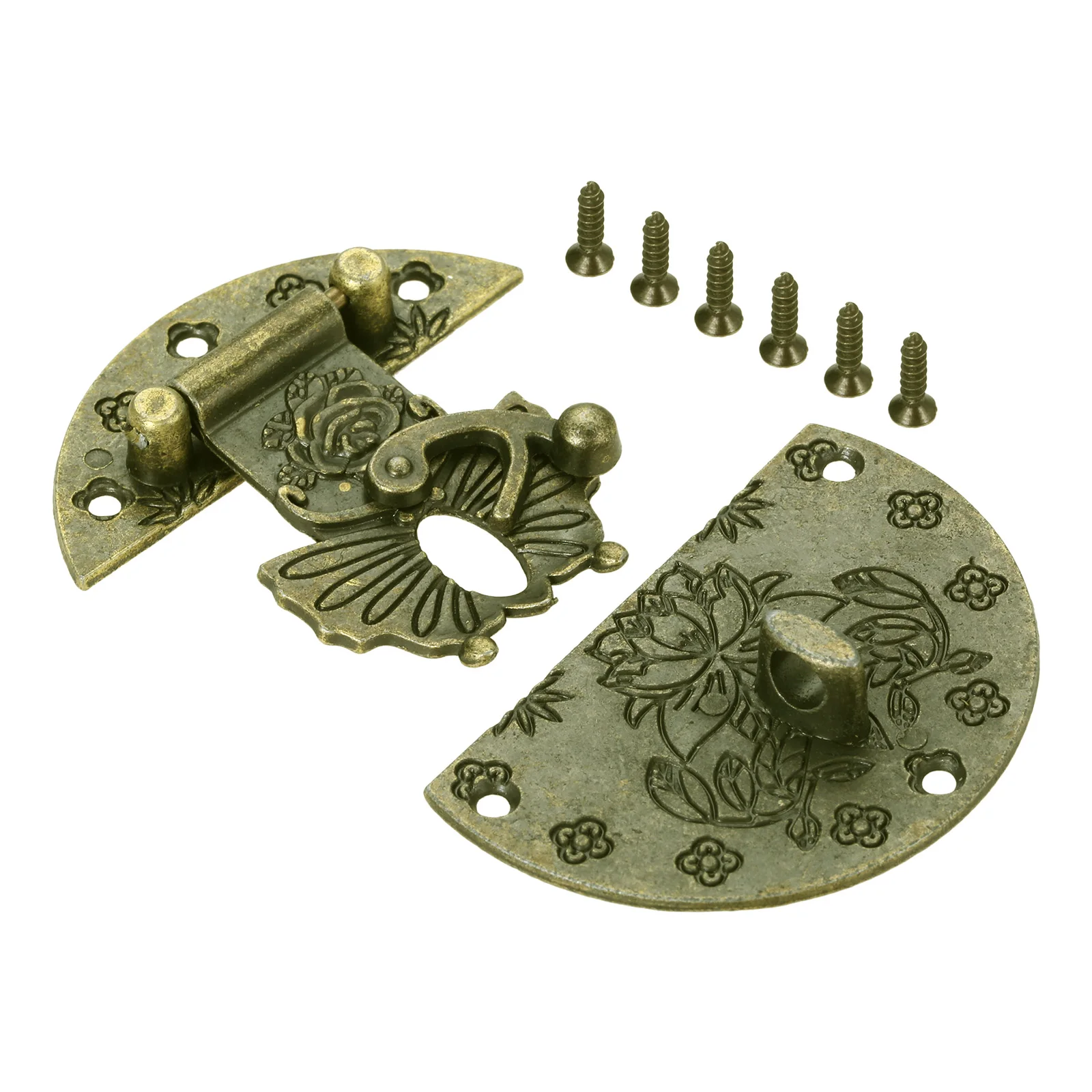 dophee 1 set Butterfly Case Hasp Hardware Accessories Lock Set Jewelry Box Furniture Locking Latch Hinges Wooden 58MM