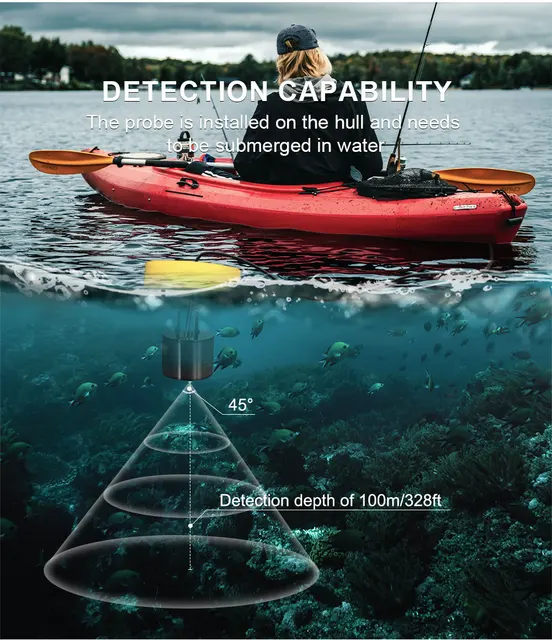 Ecoscandaglio Portatile LUCKY Senza Fili - Per Pesca, Display LCD, Portata 45m, Con Sensore Wireless - Foto 8