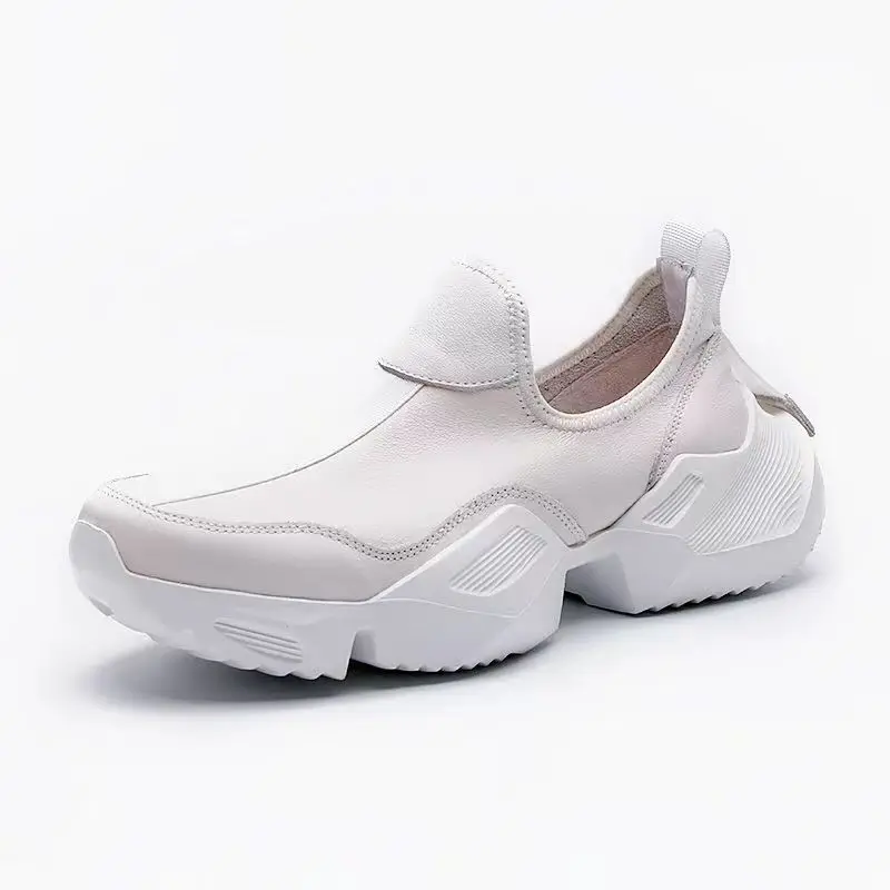 

Туфли мужские из натуральной кожи, модные, толстая подошва, без застежки, спортивные, для мужчин, осень