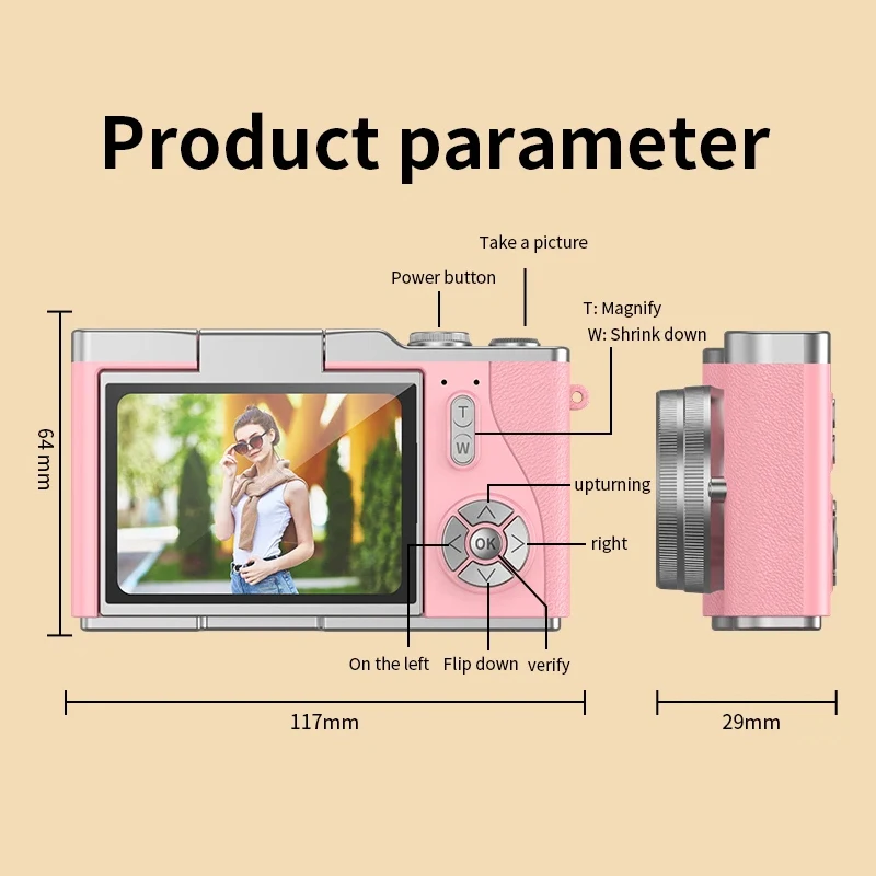 Digital Camera 4K Digital Camera 48MP Photography Camera Video Camcorder 8x Zoom 2.4 Inch Screen For Kid Adult Beginners