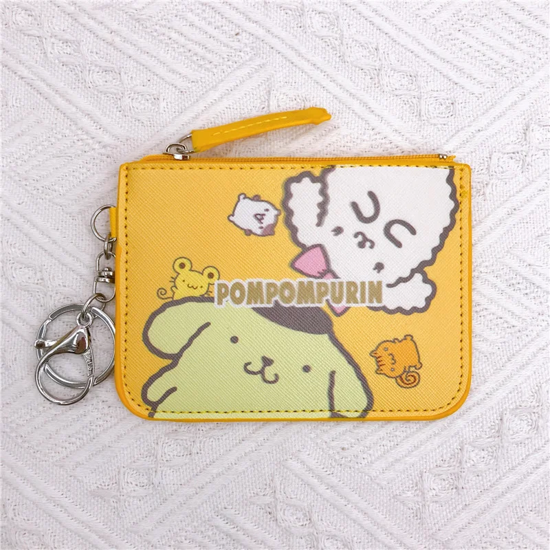 Sanrio Pu Wallet Cute Pompom Purin Children Toy Coin Purse Anime Sanrios Bag Women Kawaii Children Toys Bags Cartoon Girls Gift Plush Coin Purse