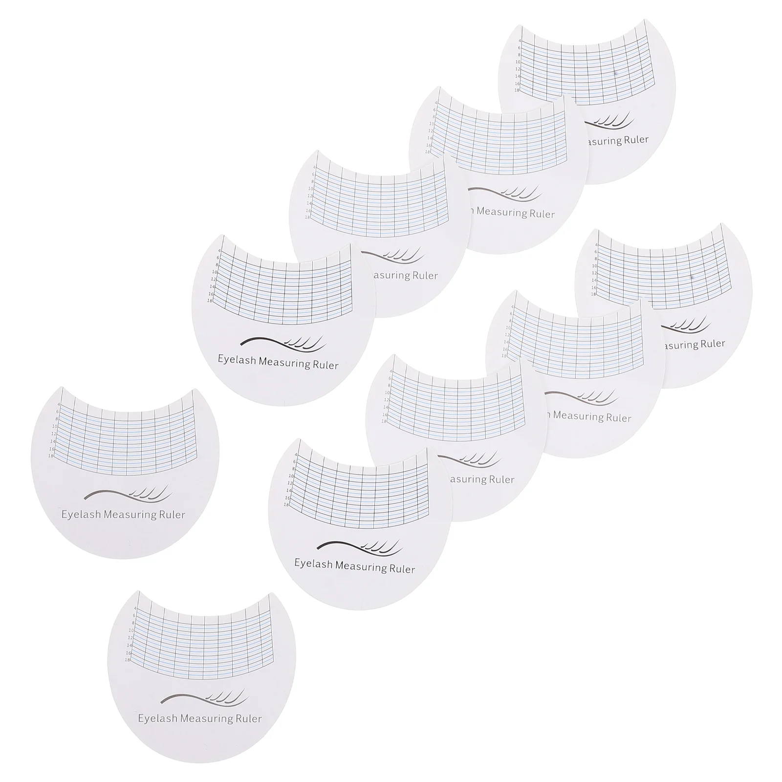 10Pcs Eyelash Measurement Card Lash Extension Measuring Tool Durable Plastic Eyelash Length Gauge Lash Ruler Makeup