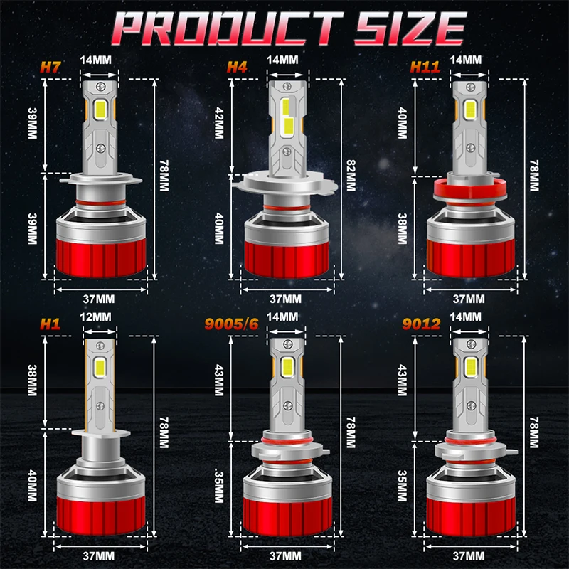차량용 LED 전조등 전구, 자동차 안개등 오토바이, H7 H4 H11 F5, H1 H8 H9 HB3 9005 HB4 9006 9012 hir2