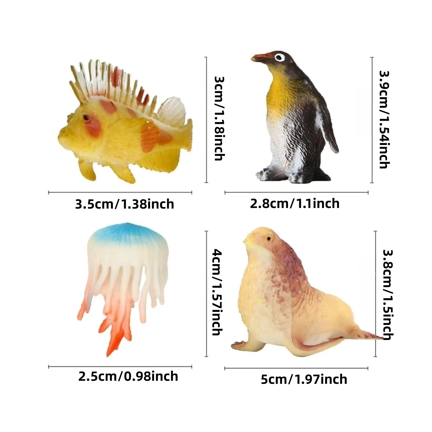 52 Pcs Sea animal toy, approximately 2 inch, creature including Octopus,hippocampus, seahorse, jellyfish, turtle,clown fish, 2