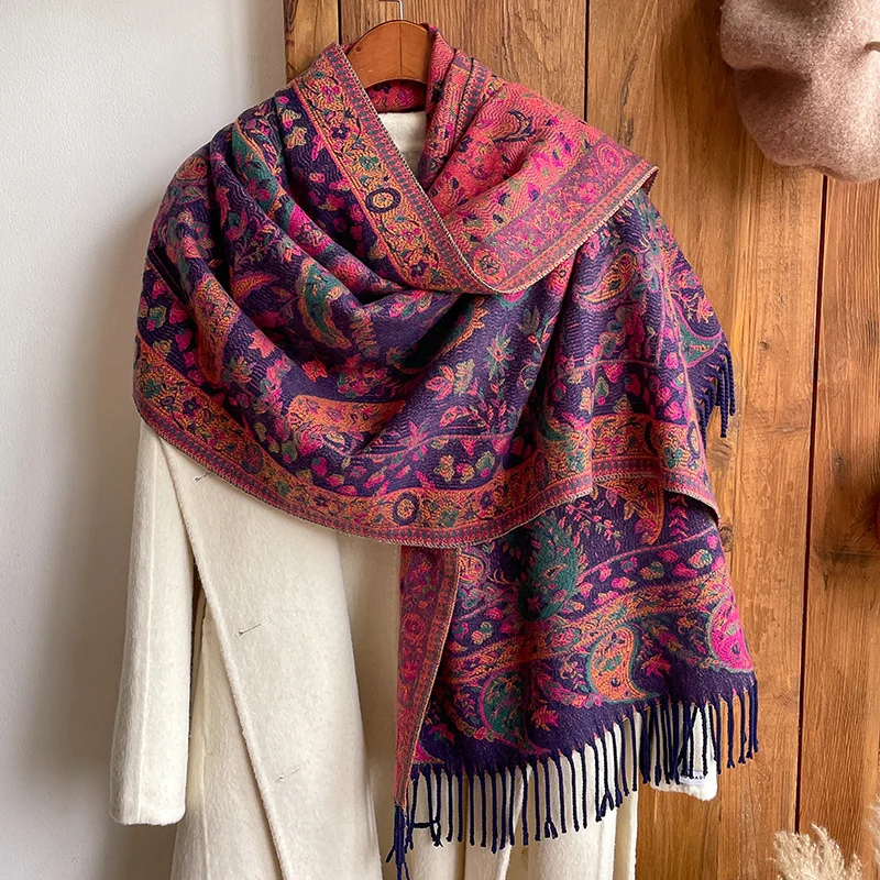 Châle Poncho Femme Surdimensionné - Écharpe Foulard Style Rétro Avec Motif Mandala, Pour Automne/Hiver Et Toutes Occasions