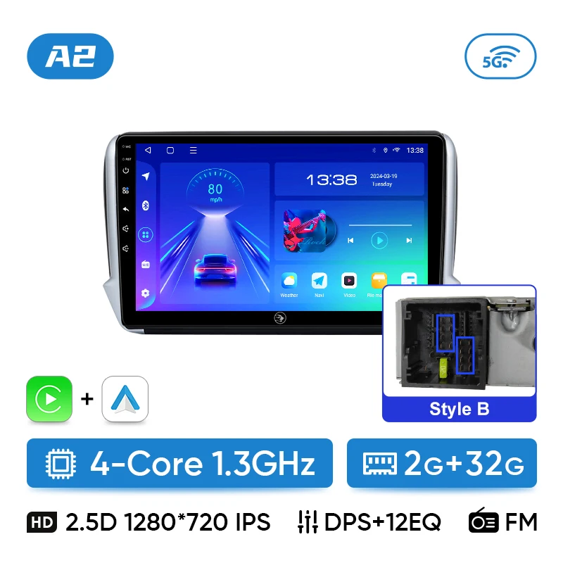 DYNAVIN Android Autoradio Navigatore per Peugeot 208 2008 2012-2018, 10,1 pollici OEM Radio con Wireless CarPlay e Android Auto | Head-up Display | Dab+ Radio: D9-PG208 Premium Flex