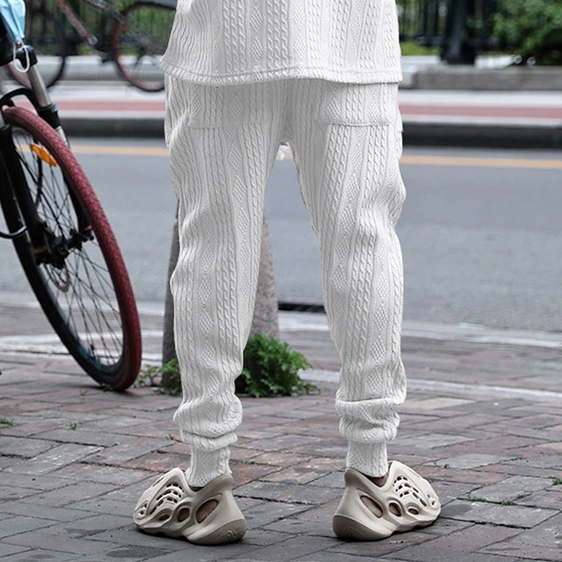 Spring and autumn new men's casual pants loose jacquard knit footband men's sports pants sport jogging trousers men casual pants