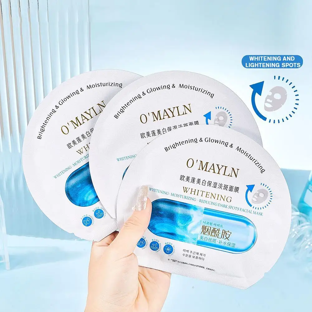 

2pcs Vitamin Hyaluronic Acid Oligopeptide Facial Mask Whitening Moisturizing Hydrating Oil-Control Sheet Face Mask Care