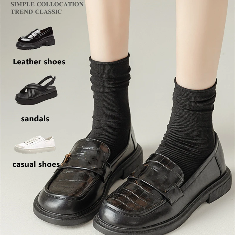 Womens Socks 10 Pairs Thin Ice Silk Women's Long Tube Socks Summer Cool Mid Calf Socks Black and White Ice Pile Pile Ladies'