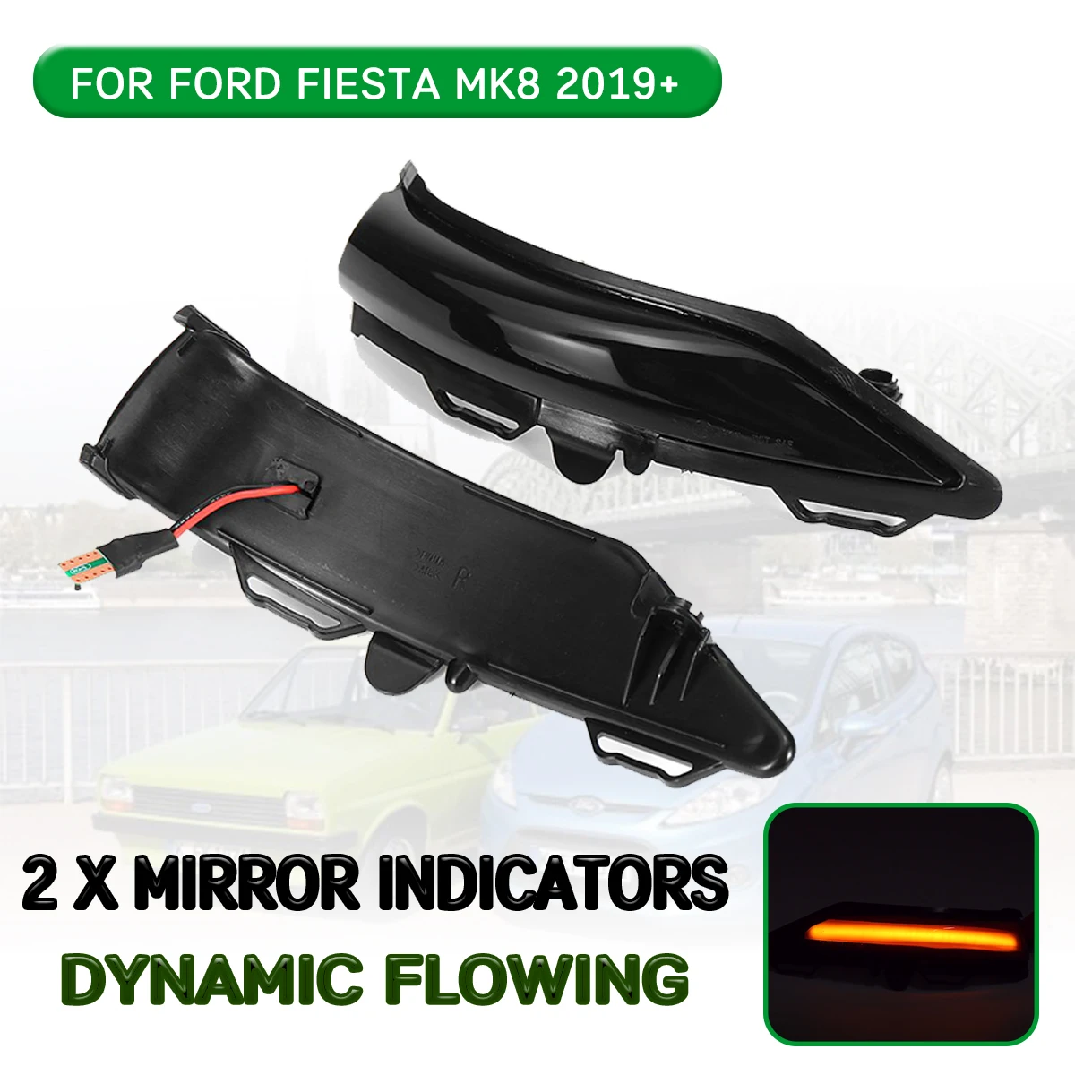 

For Ford Fiesta MK8 2019 2020 Dynamic Turn Signal Light Rearview Mirror Indicator Lamp Side Wing LED Blinker Light