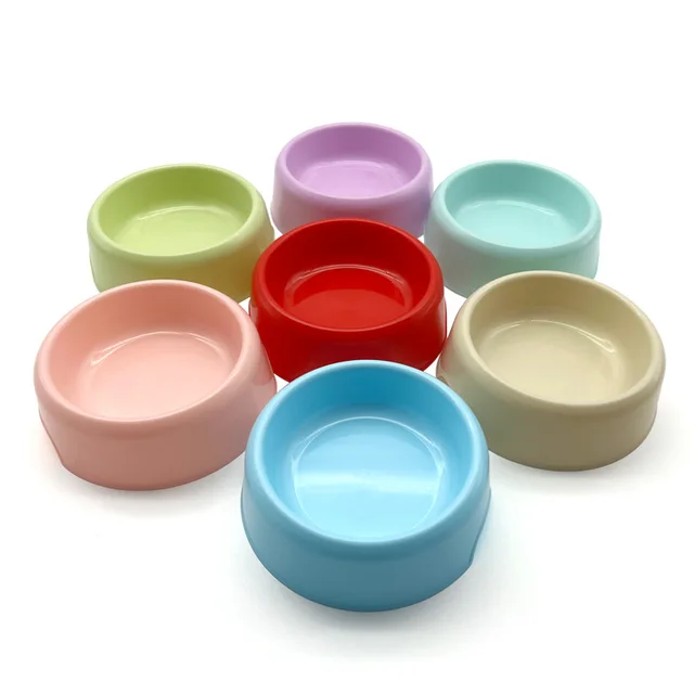 Solid Color Pet Bowls Candy-Colored Lightweight Plastic Single Bowl Small Dog Cat Pet Bowl Pet Feeding Water Bowl