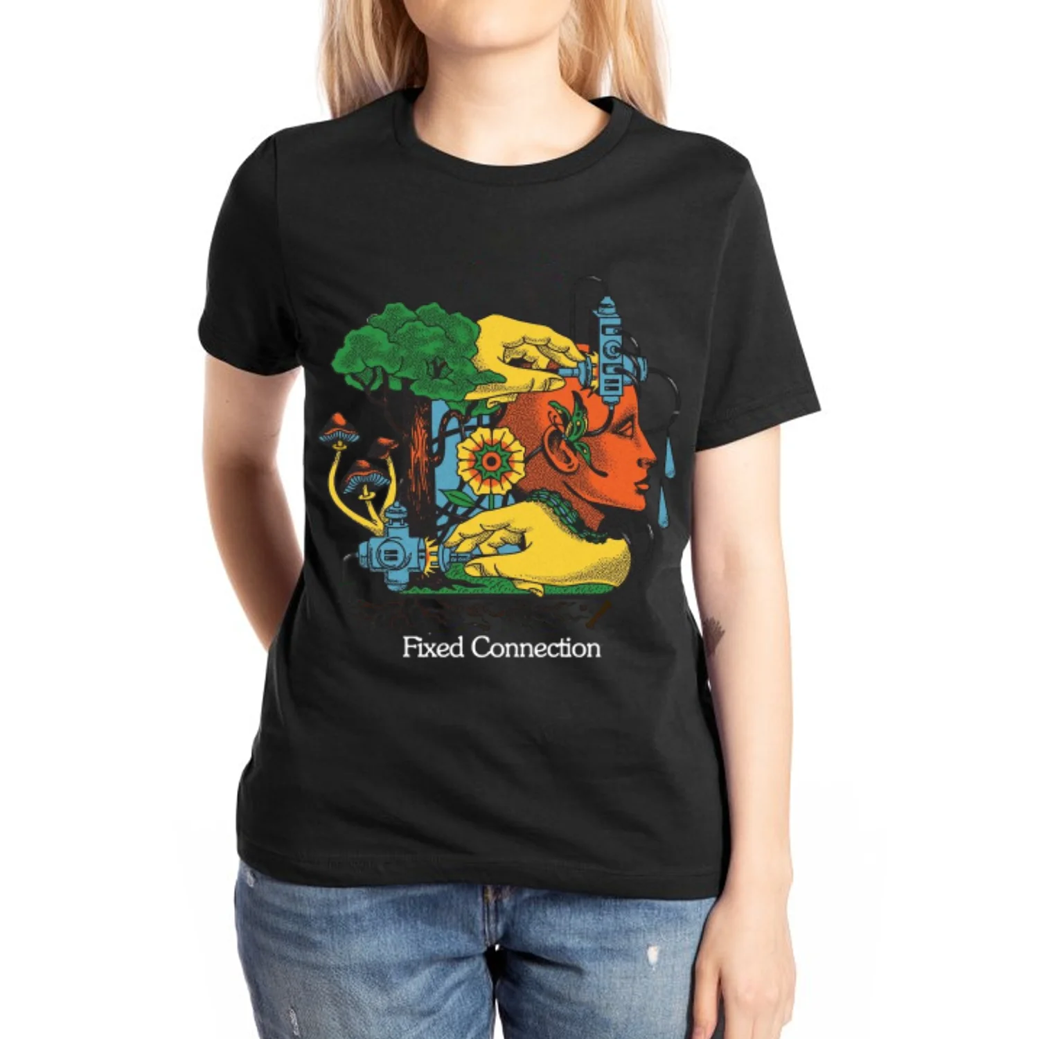 Botanical Floral Print Women's Cotton T-Shirt 100% Pure Cotton Loose Oversized Tees Unisex Casual Funny Short Sleeve Men