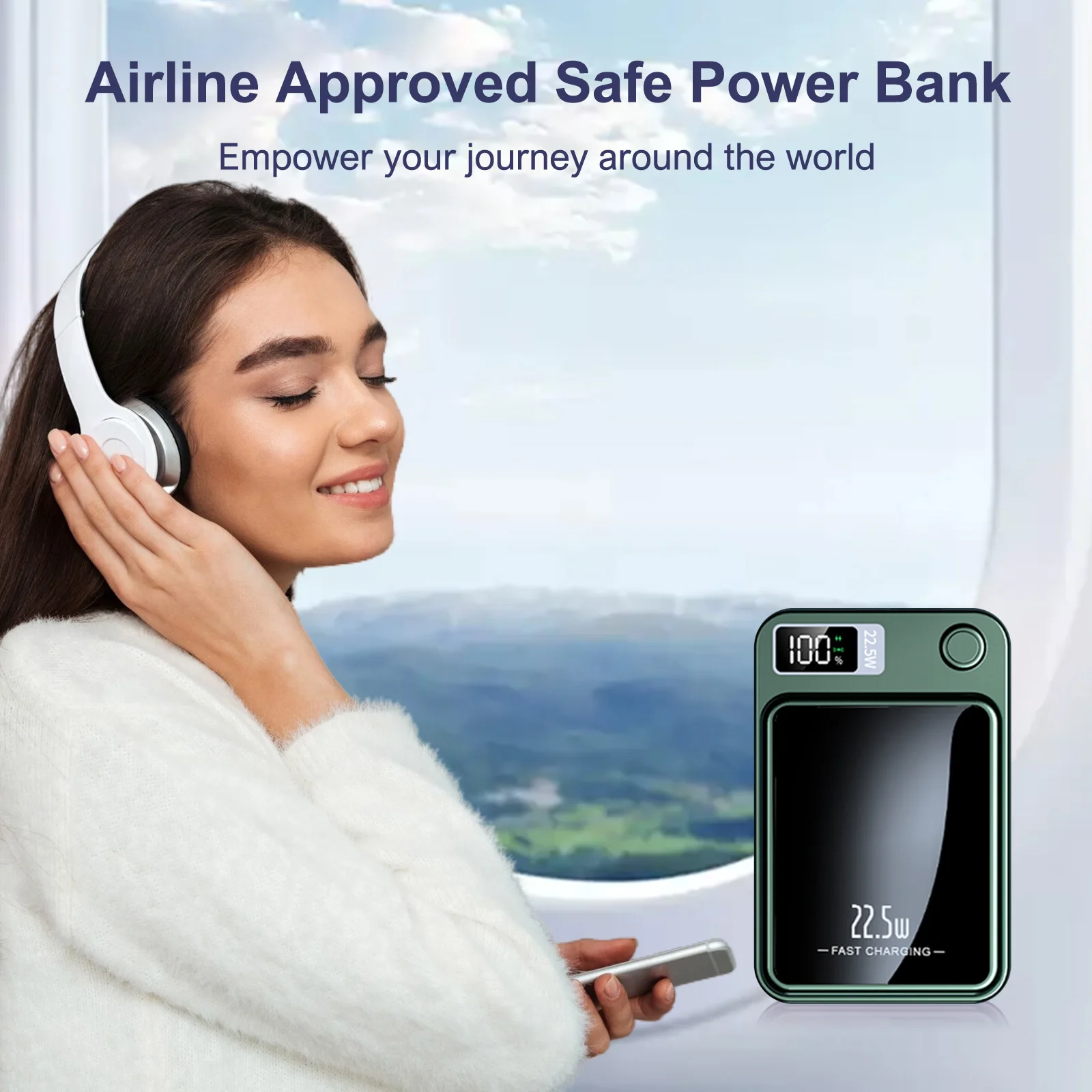 10000mAh Magnetic Wireless Power Bank PD22.5W Fast Charging Portable External Battery Adapter For Magsafe iPhone Huawei Samsung