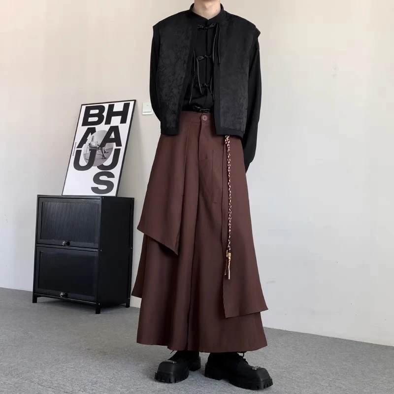 Yamamoto Yohji style irregular Chinese style wide-leg skirt pants for men 511