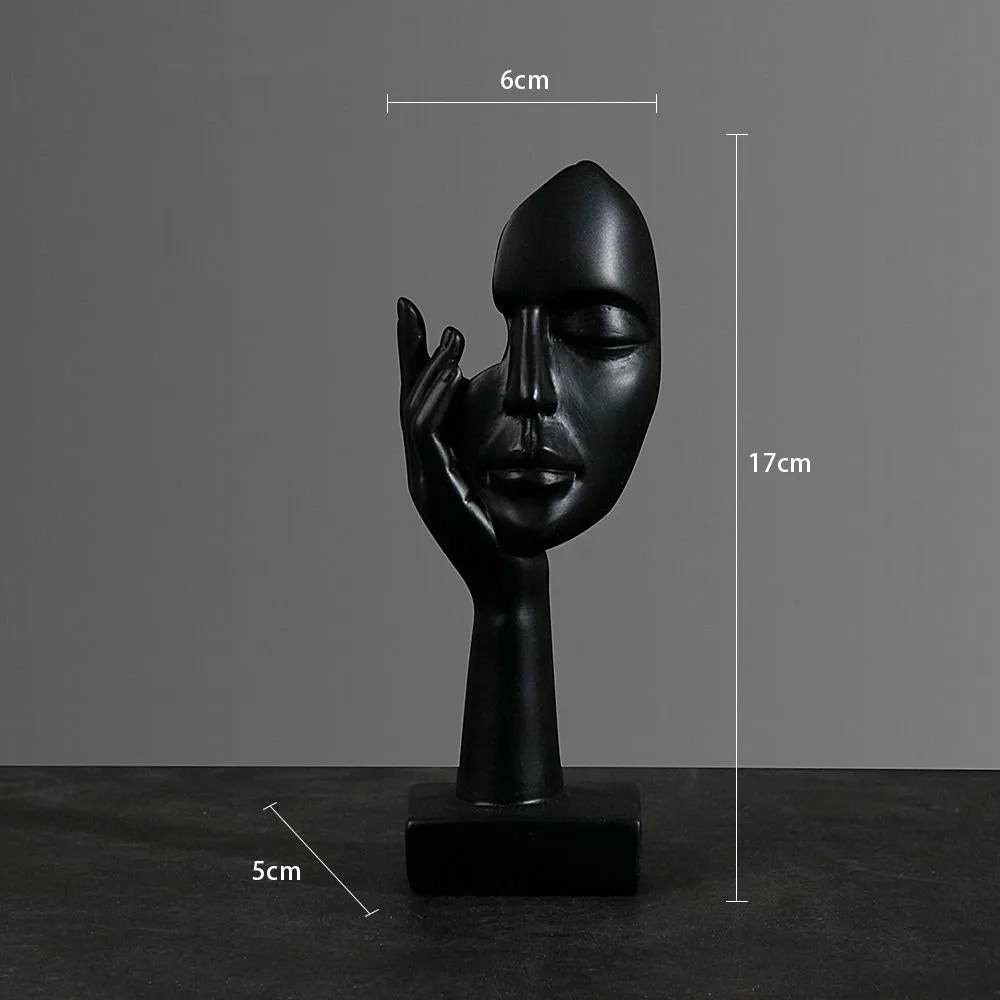 Nordic Light Luxury Resin Abstract Face Sculpture for Home and Office Decor