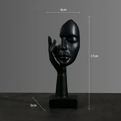 Nordic Light Luxury Resin Abstract Face Sculpture for Home and Office Decor (Black - C)