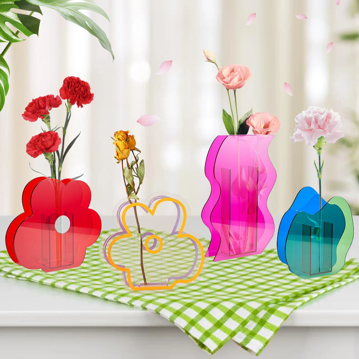 Tanio Nordic Rainbow kolorowe akrylowe wazon piękna roślina kwiatowy pojemnik sklep