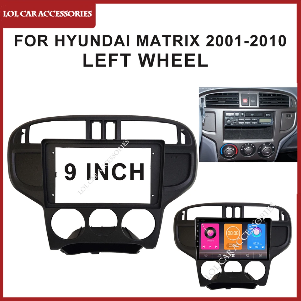 Radiokit 9 Inch Compatibel met Hyundai I20 2015-2017 Autoradio Fascias MP5 Stereopaneel Dashboard Inbouwen Installatieframe 2Din Hoofdeenheid Trim (Color : LHD Frame an cord