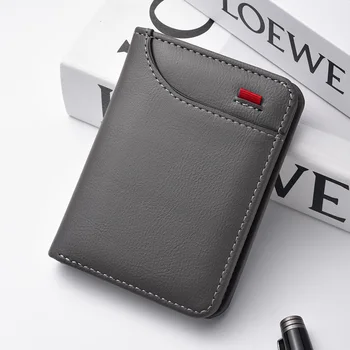 1Pc New Ultra-thin Mini Soft PU Leather Credit Card Wallet Holder Short Vertical High Quality Men's Wallet 14