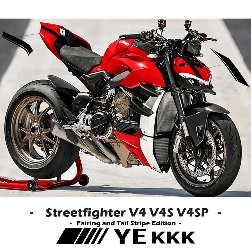 Fairing and Tail Stripe Edition Sticker Decal Hollow Line For Ducati Streetfighter V4 / V4S / V4SP Sticker Decal Black White rear hump rear seat cover line print rear tail tri color sticker decals for ducati panigale streetfighter v4 v4r v4s v4sp v2